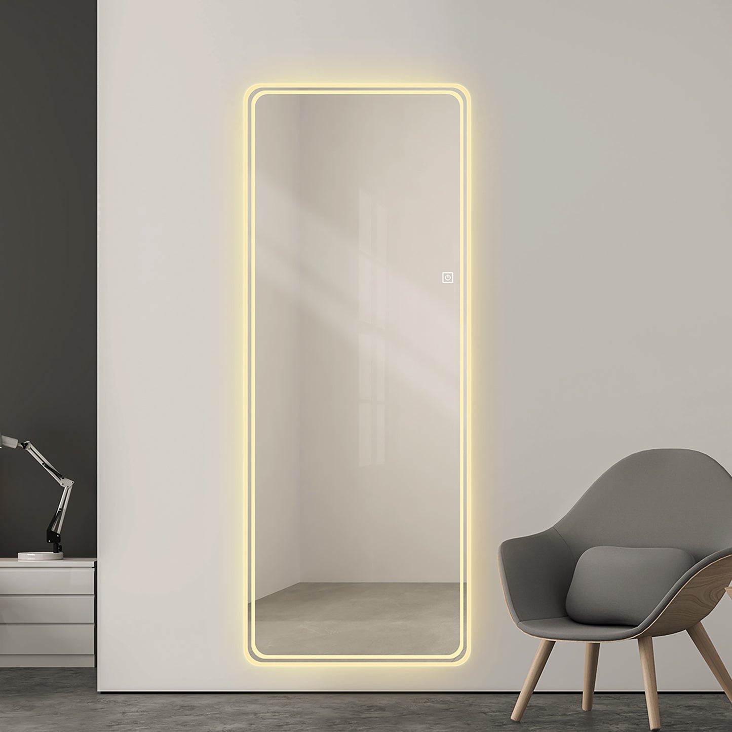 65" Sleek Rimless Dress Mirror with Integrated Lighting & Single-Button Control LY-15