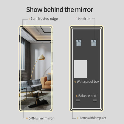 65" Sleek Rimless Dress Mirror with Integrated Lighting & Single-Button Control LY-15