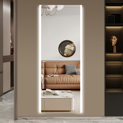 Led mirror full length,Frameless full-length mirror,Wall Mounted Mirror with Light,three-color changing light,Explosion-proof glass, high-definition imaging