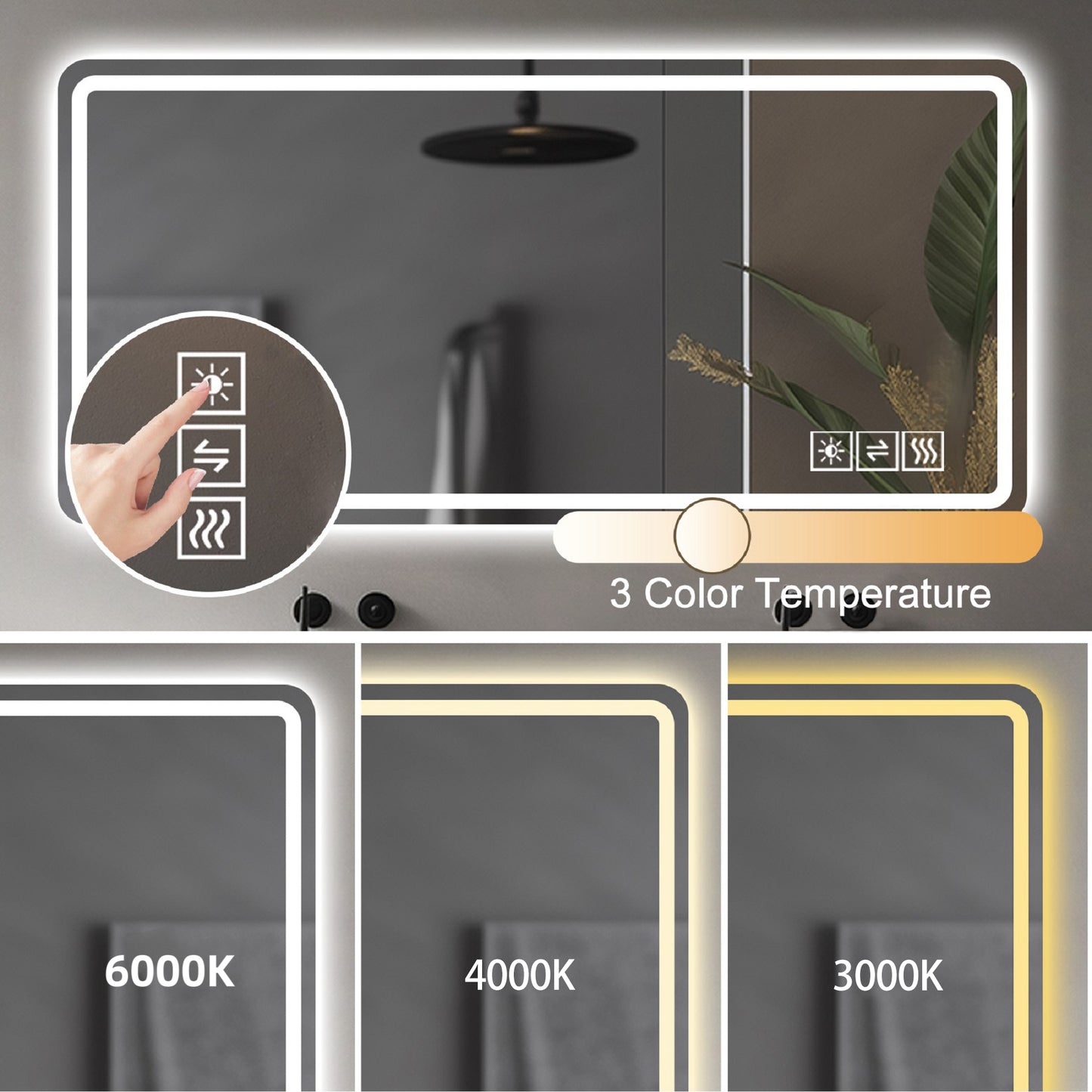 28*60inch LED Bathroom Vanity Mirror ,wall mirror,Anti-Fog, Dimmable,Shatter-Proof Tempered Glass, Ideal for Bathroom Wall Decor, Beauty Makeup and Shaving