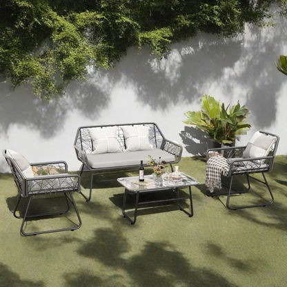 4-Piece Wicker Weave Leisure Set – Unique Handcrafted Design