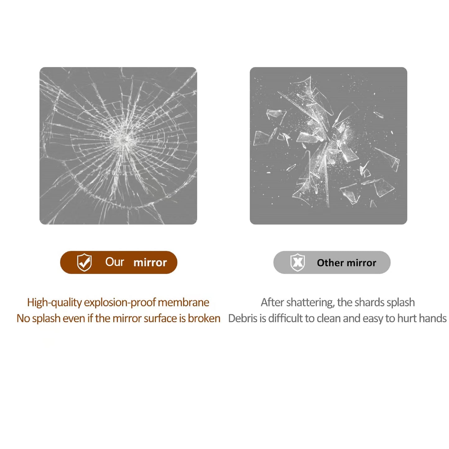 Full Body round corner mirror for Living Room Bedroom Cloakroom Wall hanging with hanging hole High quality 5mm silver mirror Explosion-proof glass