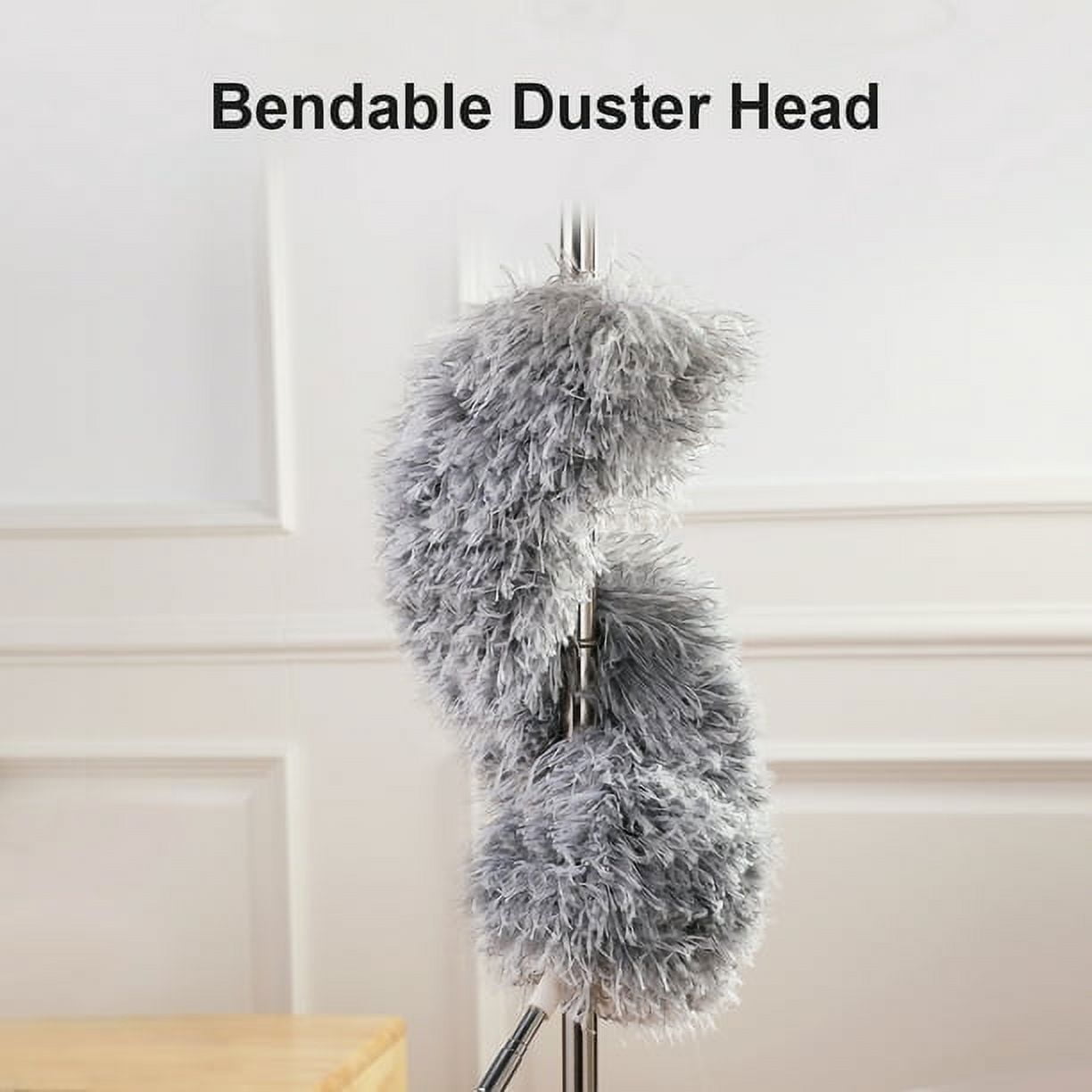 Extendable Grey Duster – 97'' Reach, Bendable Head & Washable Design
