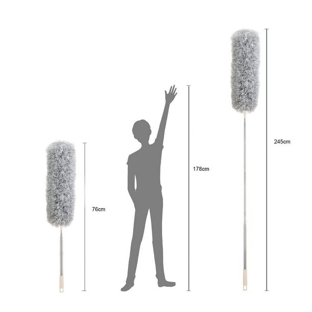 Extendable Grey Duster – 97'' Reach, Bendable Head & Washable Design