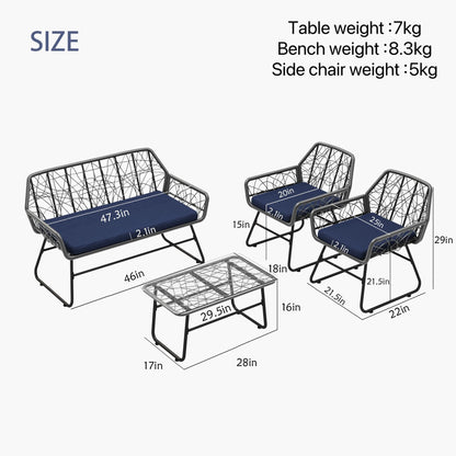4-Piece Wicker Weave Leisure Set – Unique Handcrafted Design