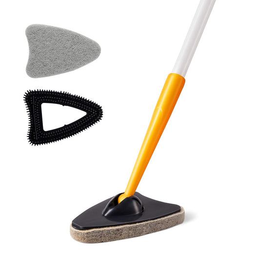 Durable Bathtub Brush – Rotating Triangular Head & Replaceable Scrubbing Pads