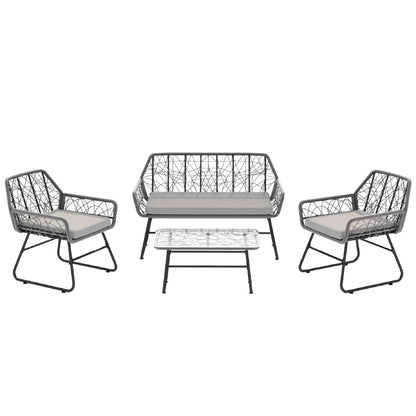 4-Piece Wicker Weave Leisure Set – Unique Handcrafted Design