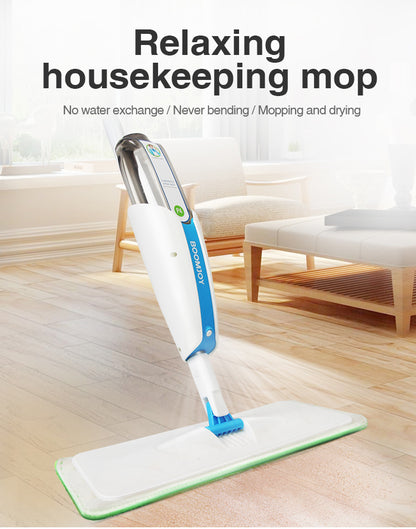 Blue Microfiber Spray Mop – Wet & Dry Use with 360° Rotation for Efficient Cleaning
